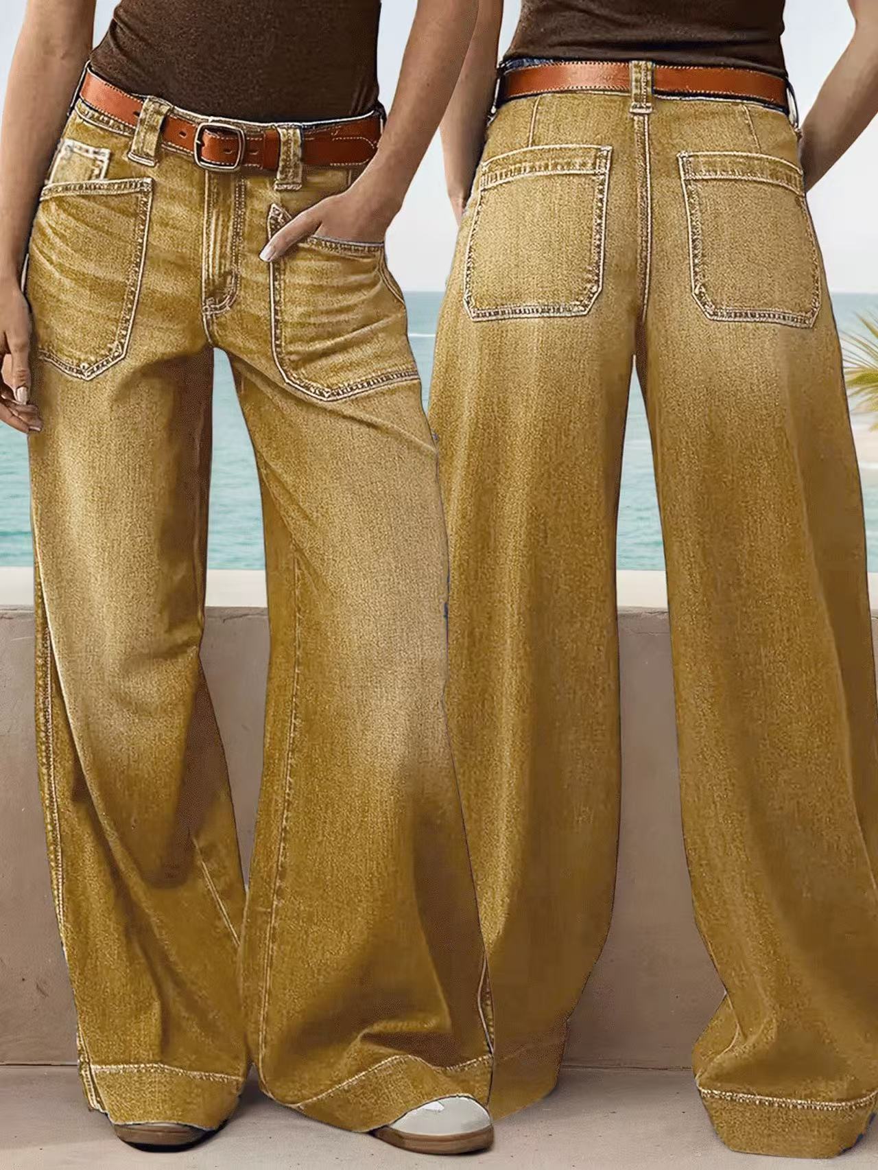 Comfortable Loose Slimming Ladies Straight Denim Jeans