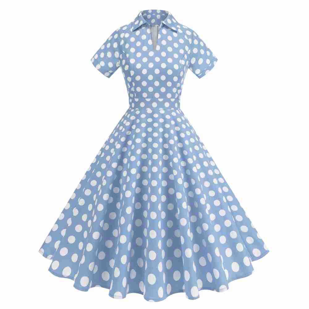 Lapel High Waist Polka-dot V Performance Stage Wear Sisters Dress