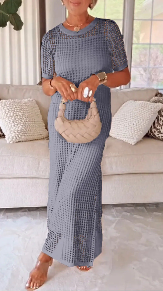 Women's Round Neck Hollow Air Dress Two-piece Dresses