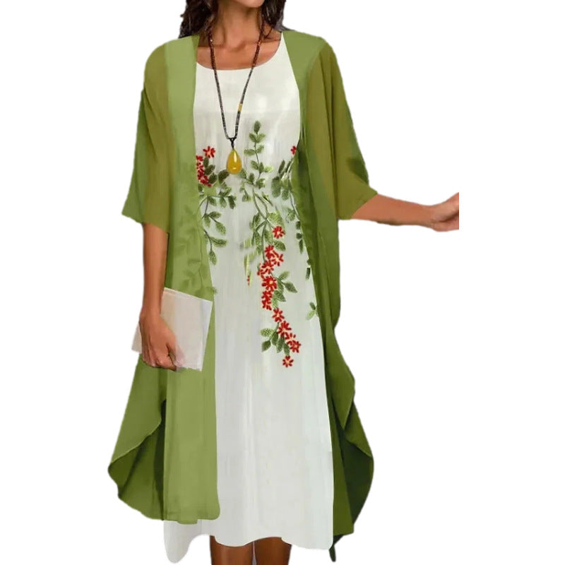 Women's Summer Casual Dress Two-piece Set Flowers Dresses