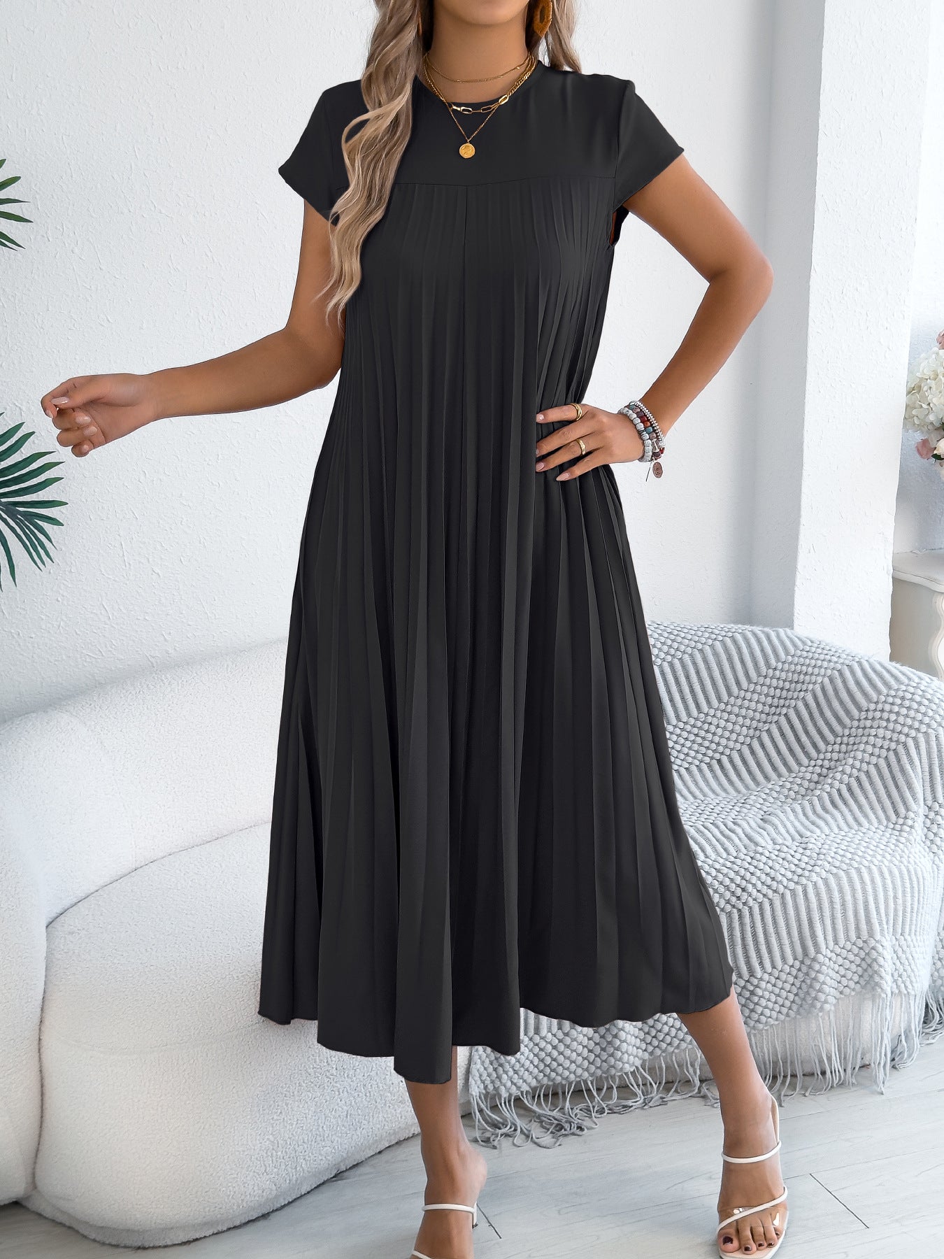 Women's Pleated With Casual Loose Sleeves Pockets Shorts