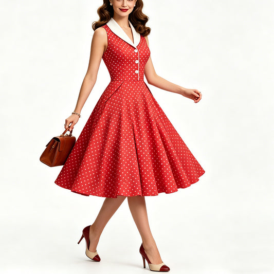 Women's Summer Travel Court Tight Waist Light Dress