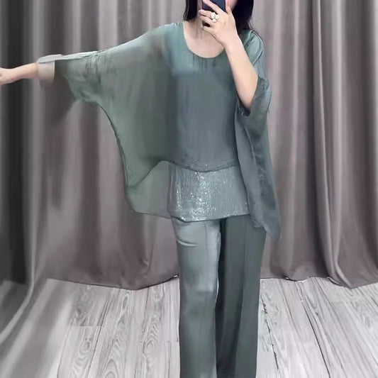 Graceful Fashion Shoulder Short-sleeved Trousers Casual Suits