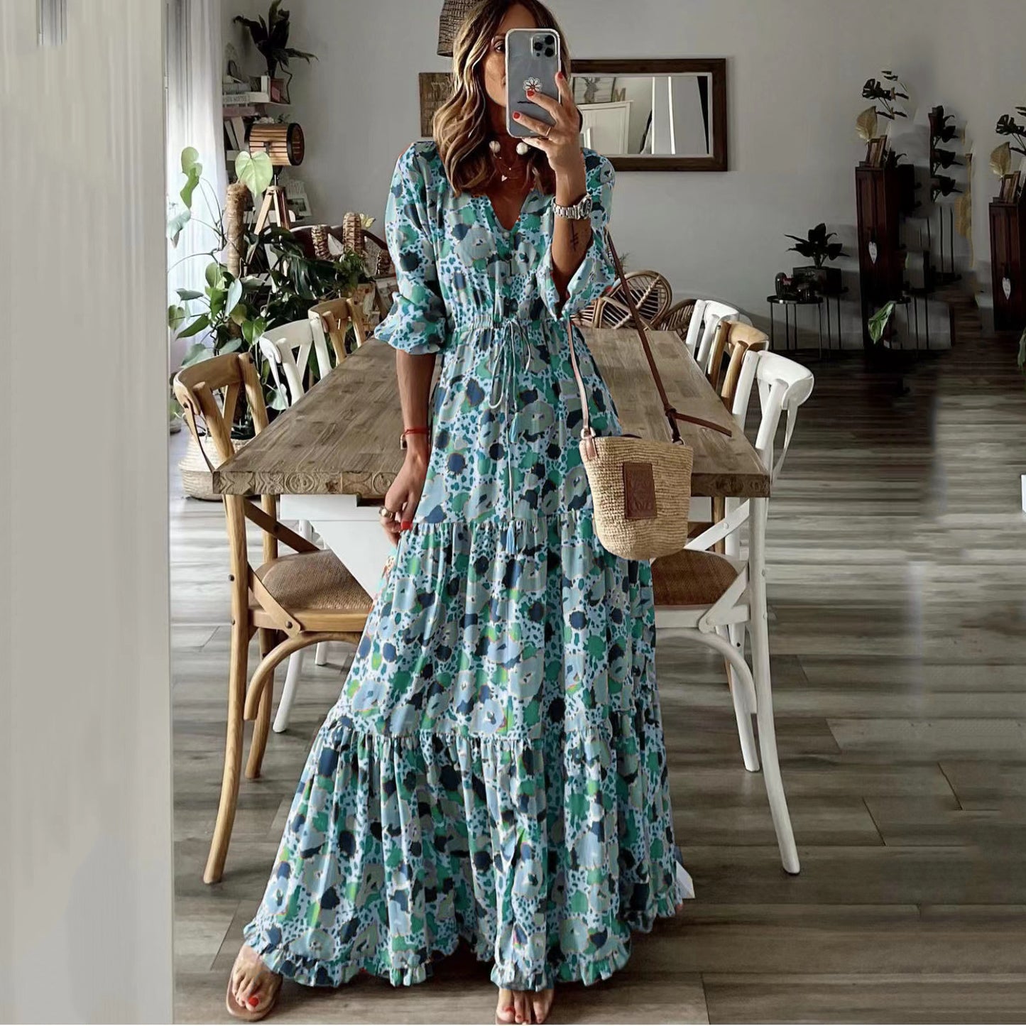 Women's Summer Temperament Vacation Printed Swing Long Clothing