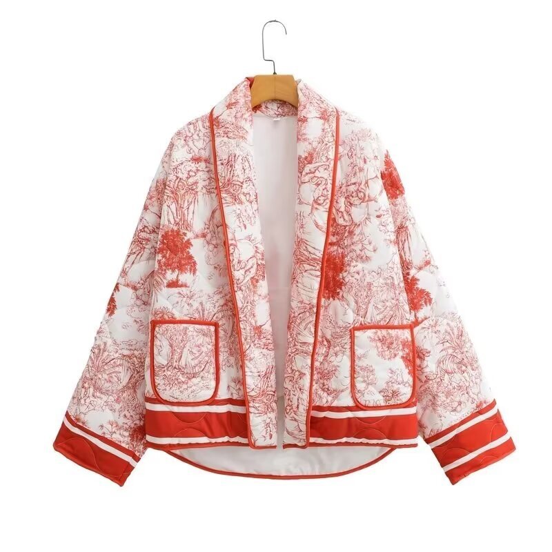 Women's Fashion Pattern Print Loose Cotton Jackets