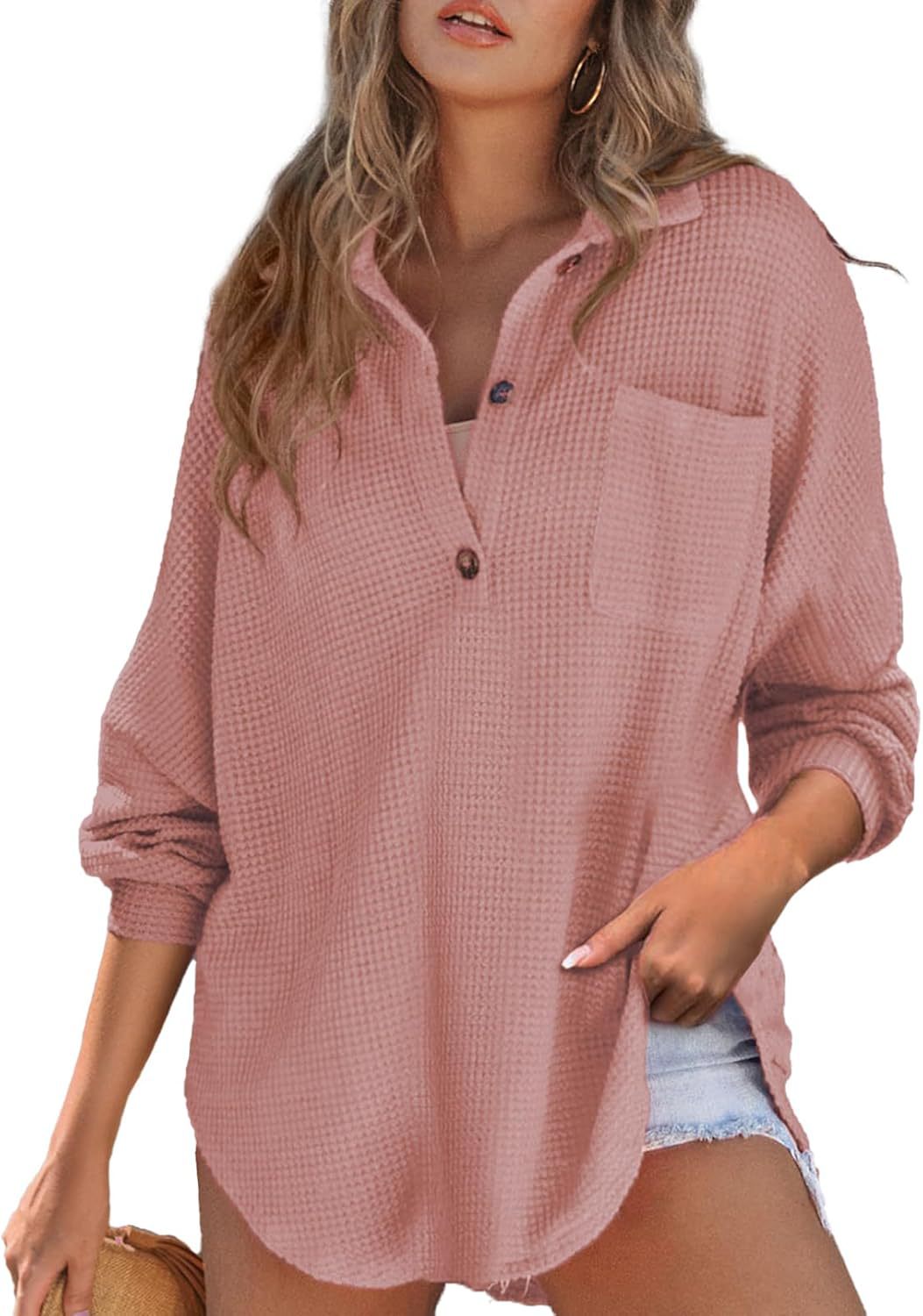 Women's Classy Comfortable Waffle Knit Waist Blouses