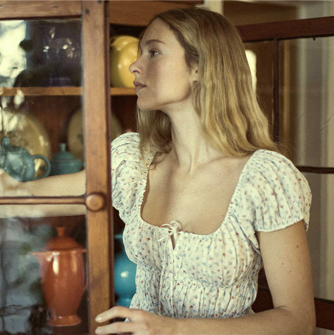 Women's Summer Print Floral Square Collar Sleeve Blouses