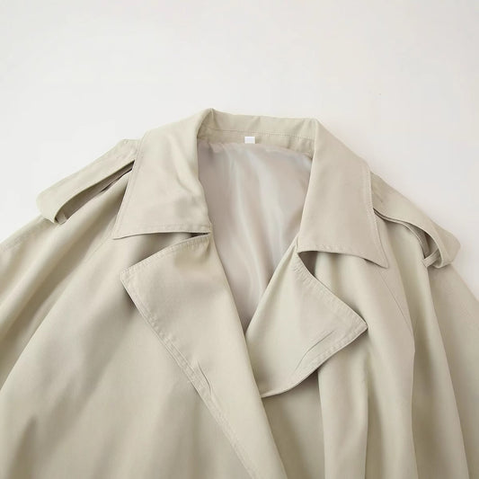 Women's Polo Collar With Belt Drop Shoulder Coats