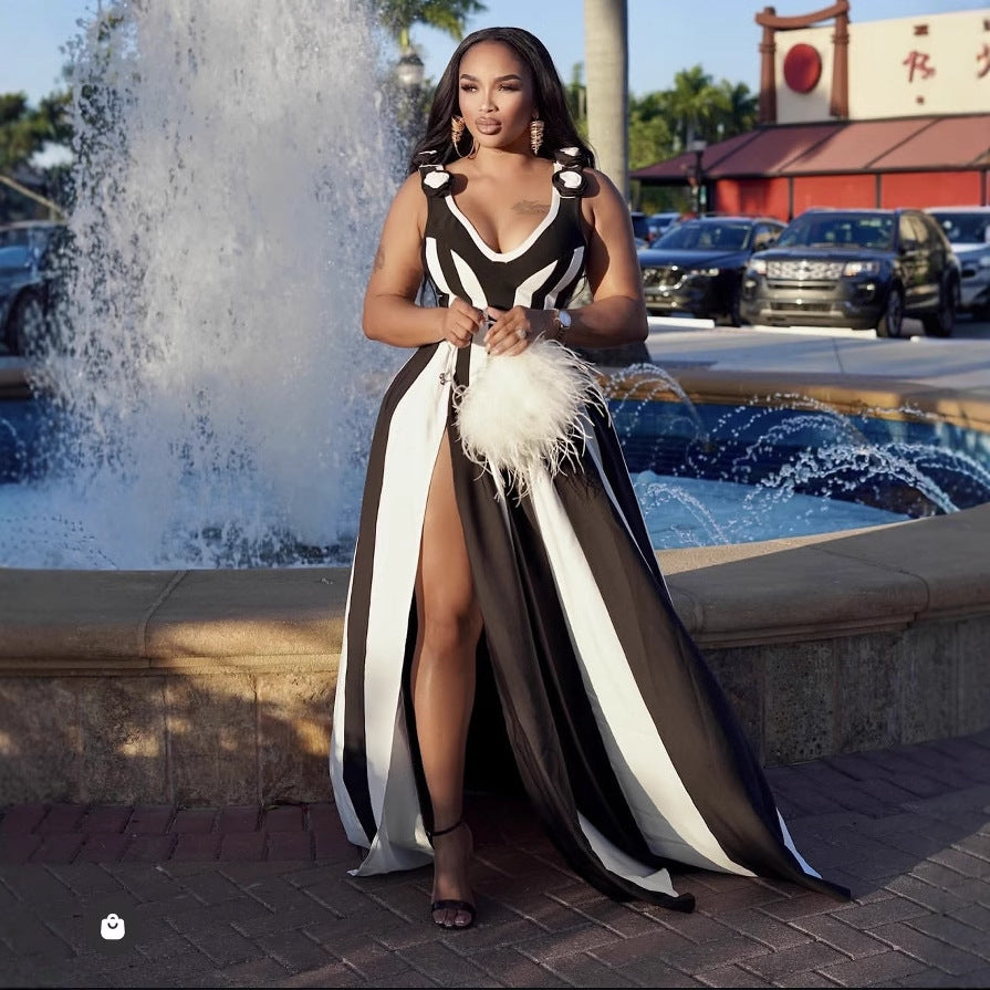 Fashion Backless V Sling Flower Shoulder Dresses