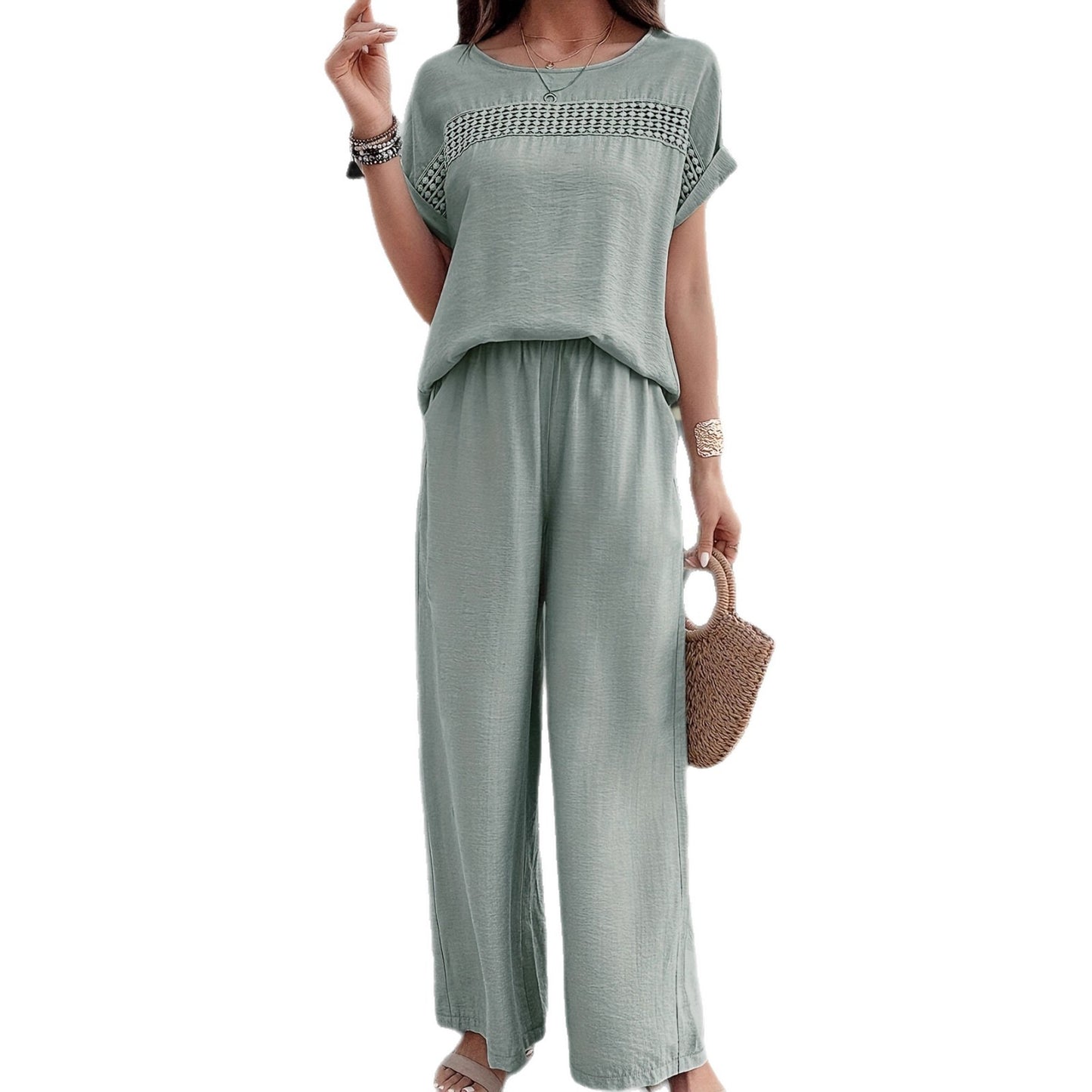 Round Neck Loose Casual Patchwork Chest Suits