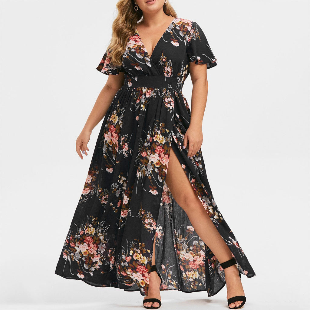 Women's Summer Long Printed Slit Hemline At Hem Shorts