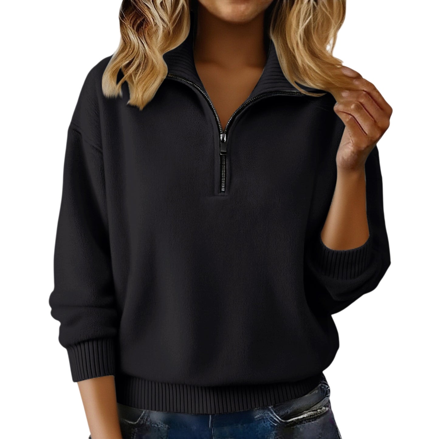 High Collar Loose Solid Color Pullover Sweaters