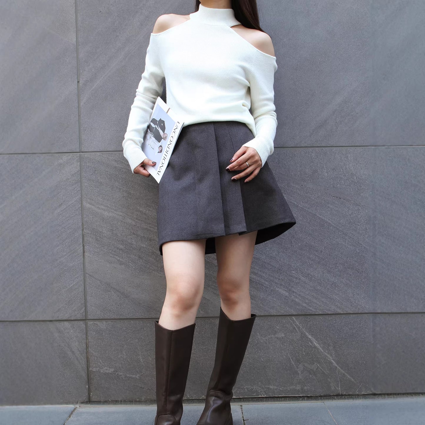 Women's Early Spring Sexy Halter Design Versatile Show Women's Sweater