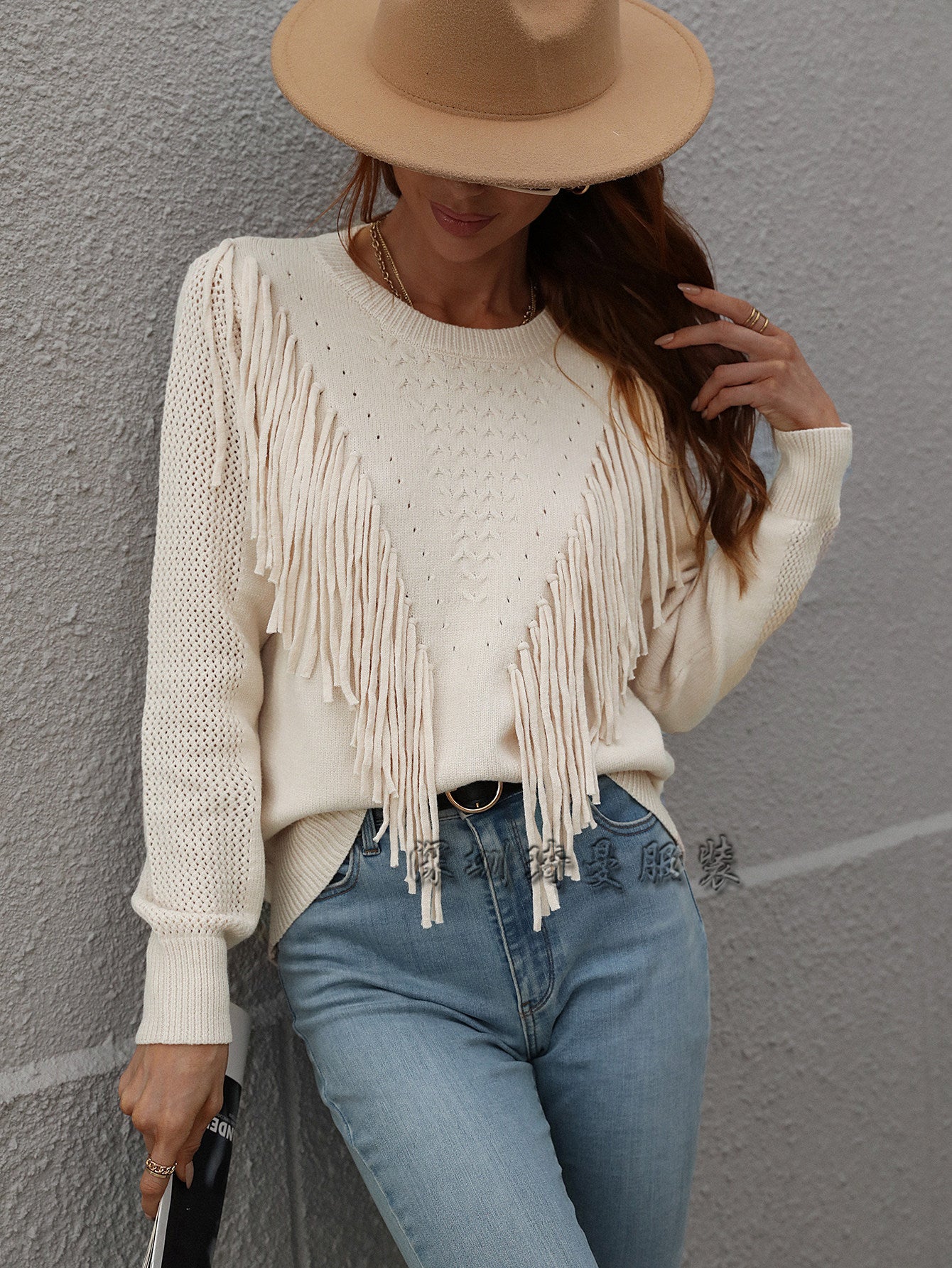 Women's Pullover Loose Solid Color Fashion Tassel Sweaters