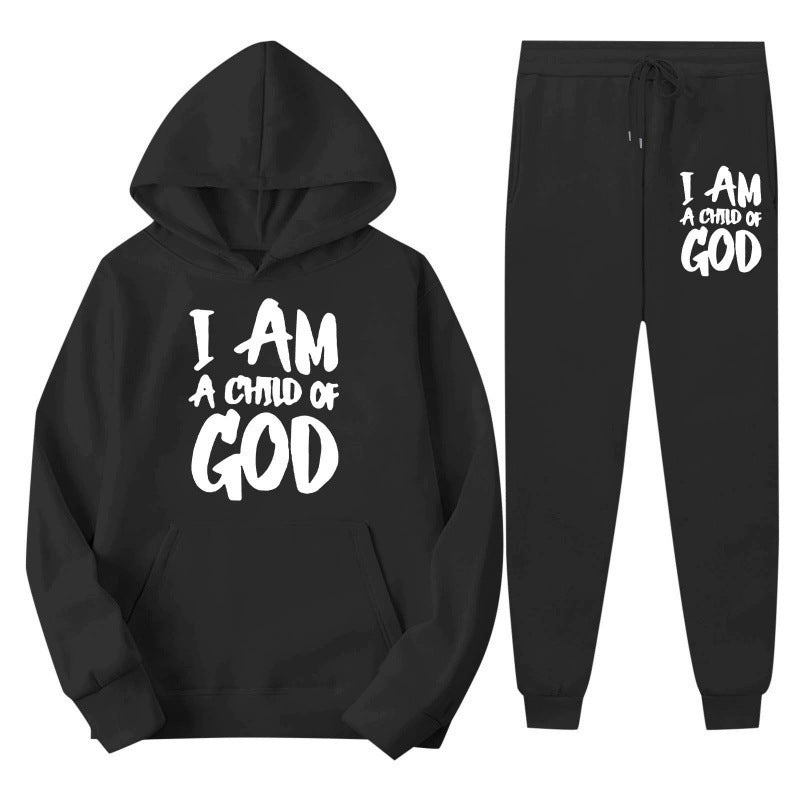 Women's Brushed Hoody Letter Printed Hoodie Fashion Casual Suit