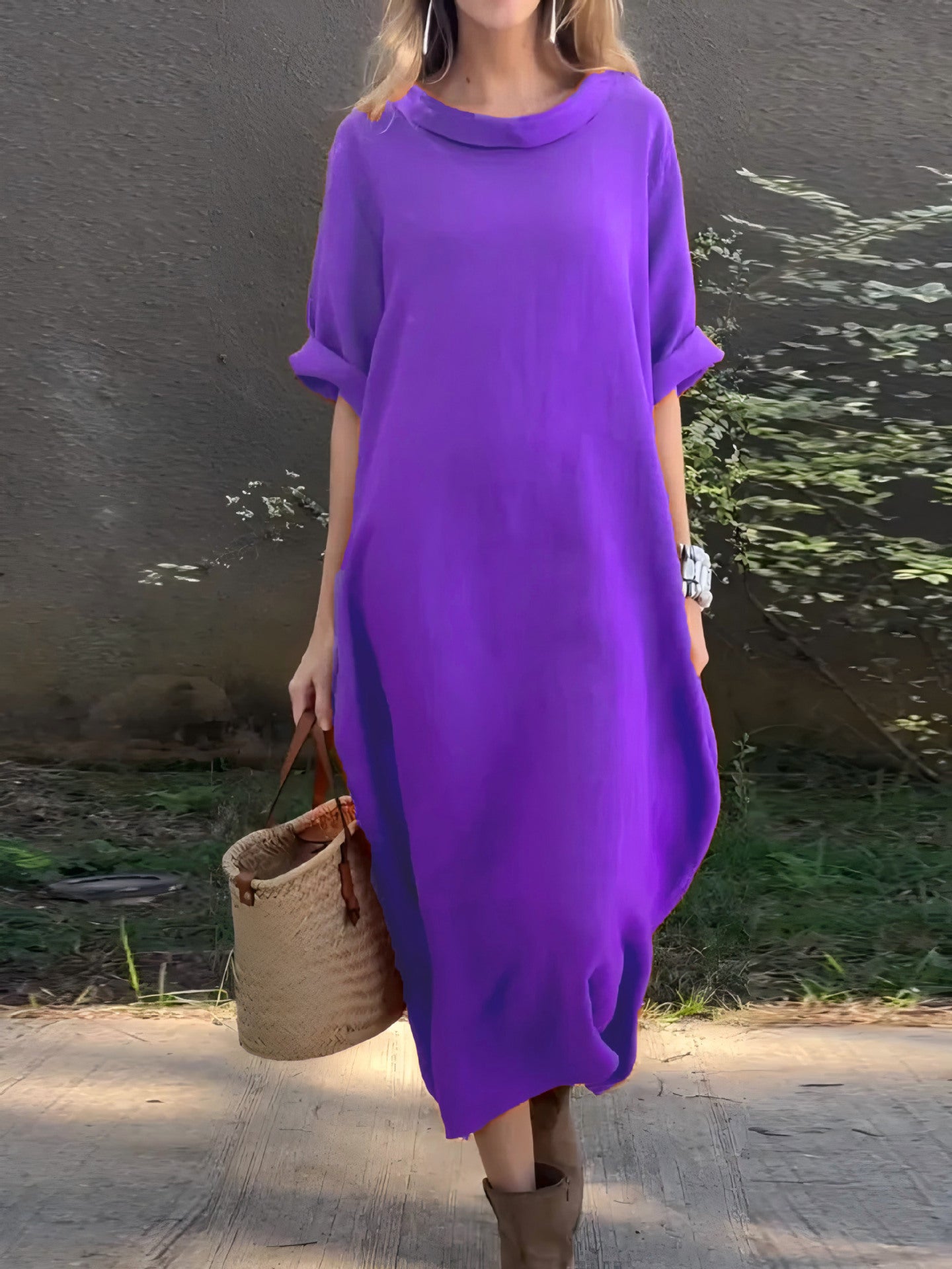 Women's Loose Round Neck Half Sleeve Large Plus Size