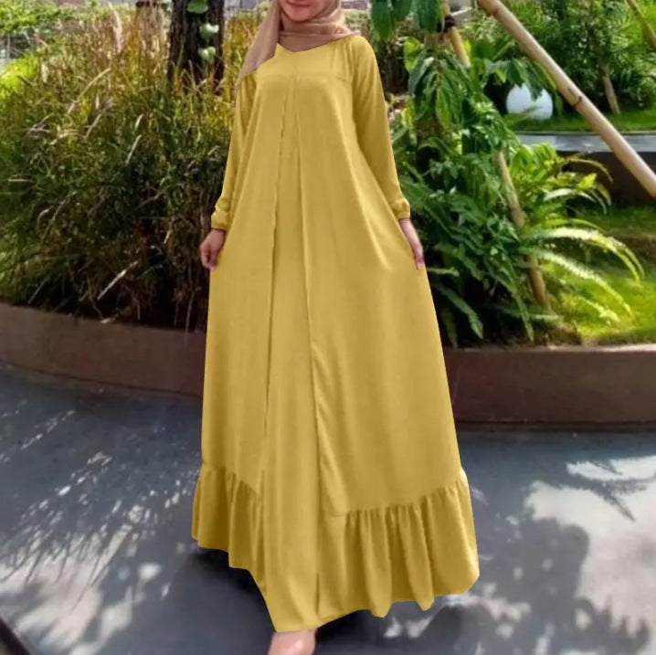 Robe Cotton Linen Loose Temperament Long Sleeve Dress
