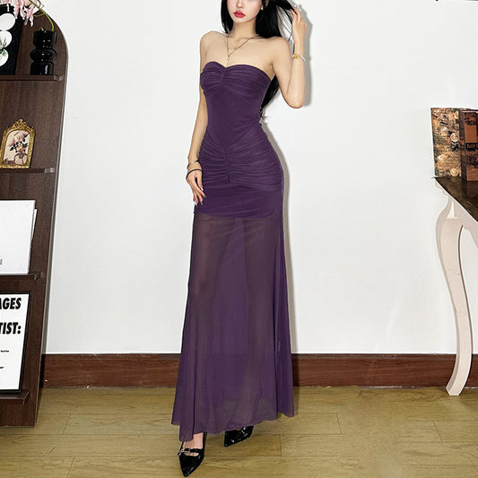 Women's Solid Color Street Fashion Tube Dress Dresses