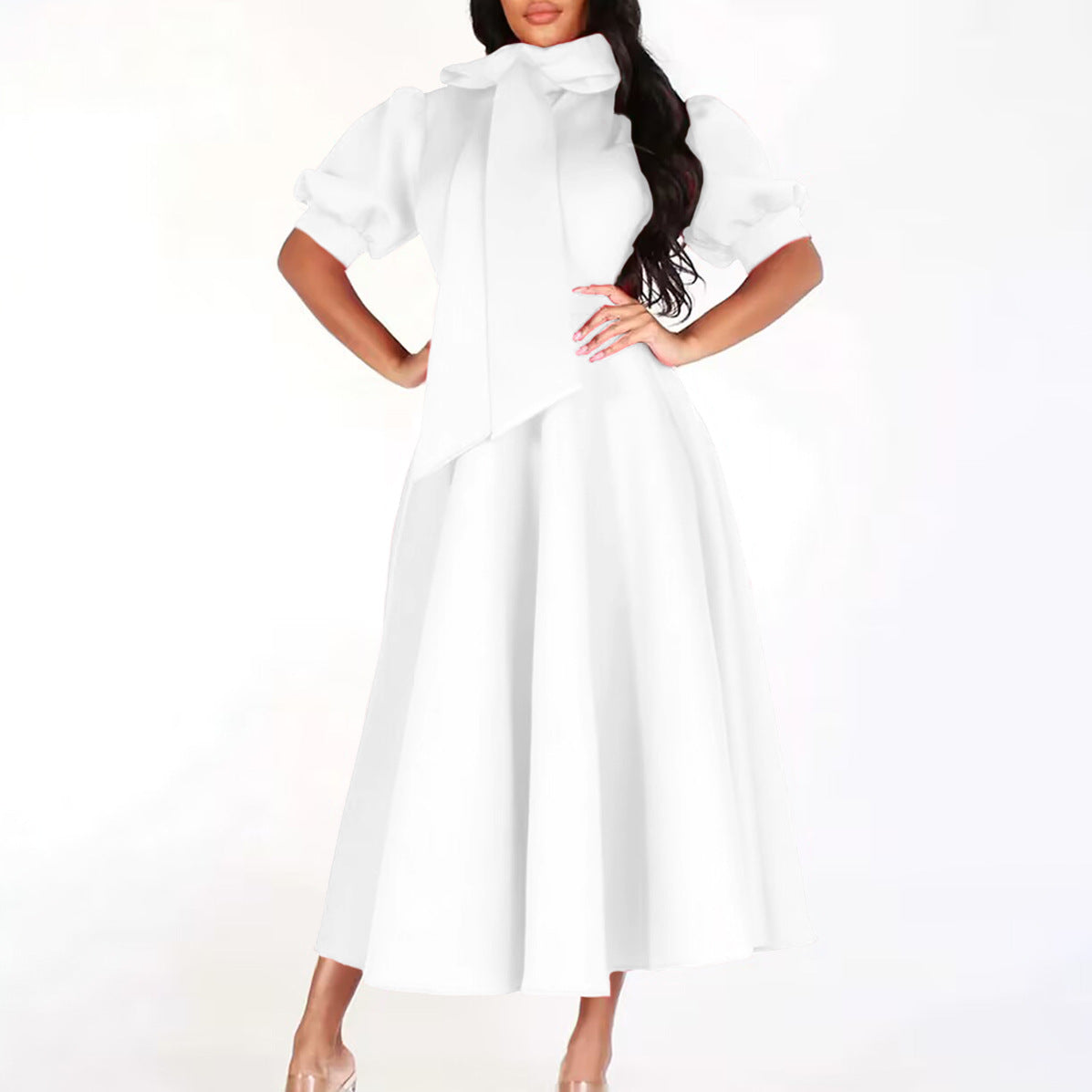 Color Design Sense Waist Trimming Lace Dress