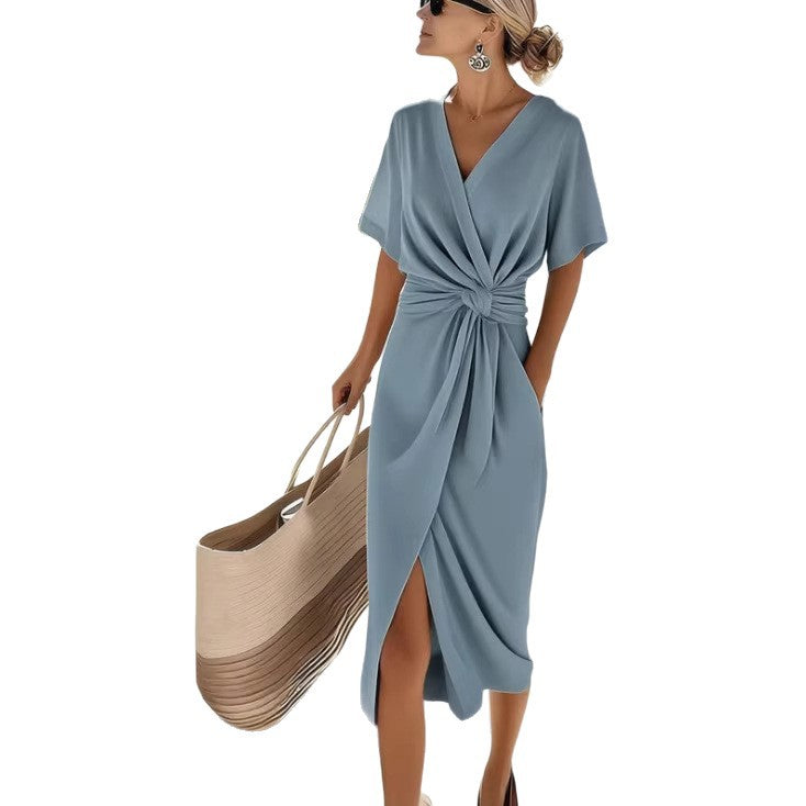 Women's Commuting Fashion Forged Split Solid Color Dress
