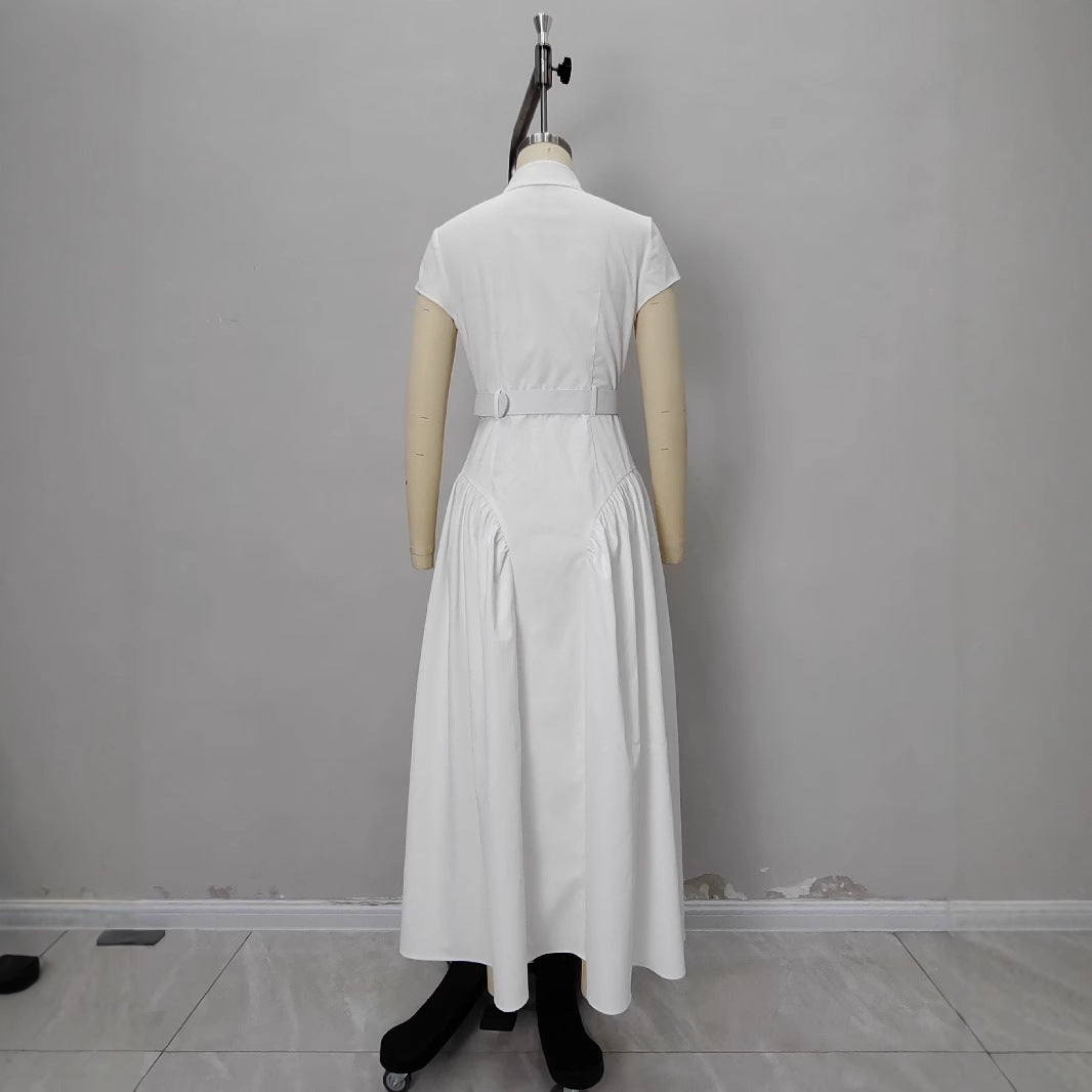 Women's French Lapel Long Dress Single-breasted Summer Slimming Slim Dresses