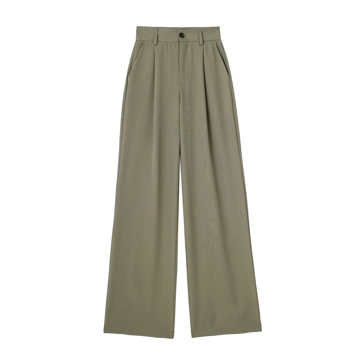 Women's Front Pleated High-waisted Trousers Casual Pants