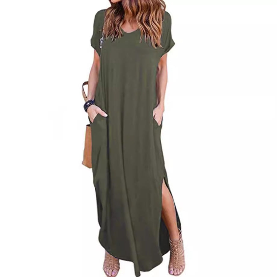 Creative Elegant Long Summer Pocket Split Dress