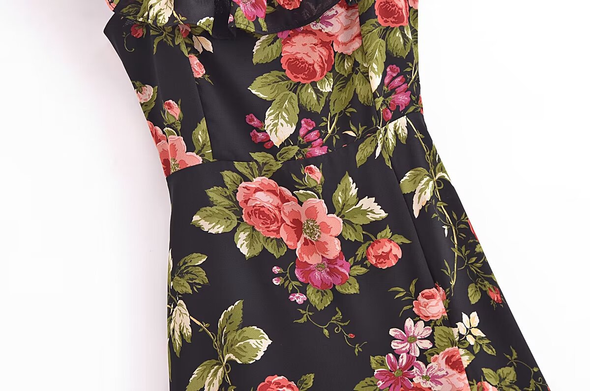 Women's Side Split Cinched Mid-length Dress French Style Retro Dresses