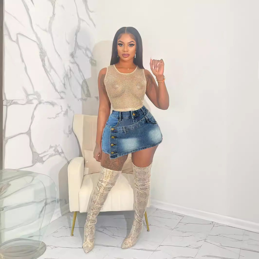 Women's Sexy Fashion Irregular With Personality Jeans