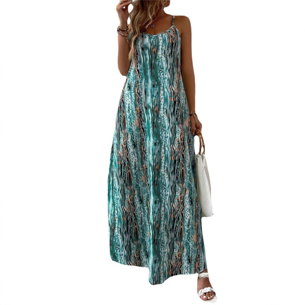 Charming New Women's Printing Slip Gradient Dress