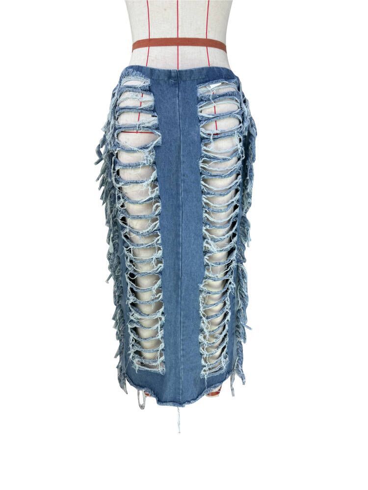 Women's Trendy Unique Hand Frayed Slit Tassel Skirts