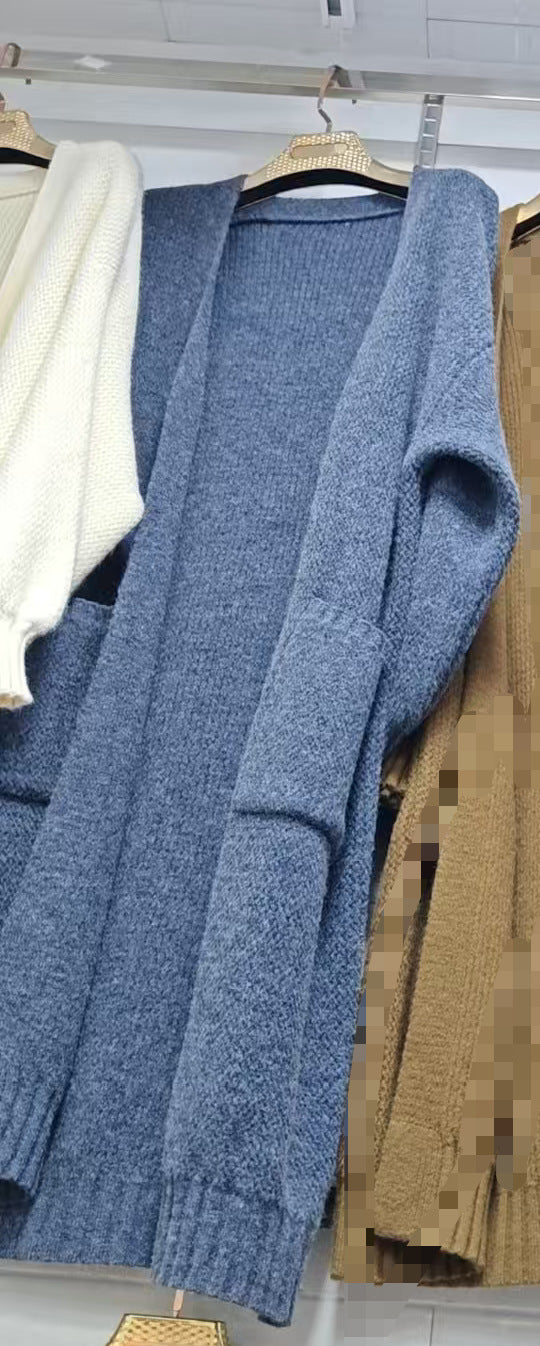 Women's Knitted Idle Style Loose Pure Color Long Women's Sweater
