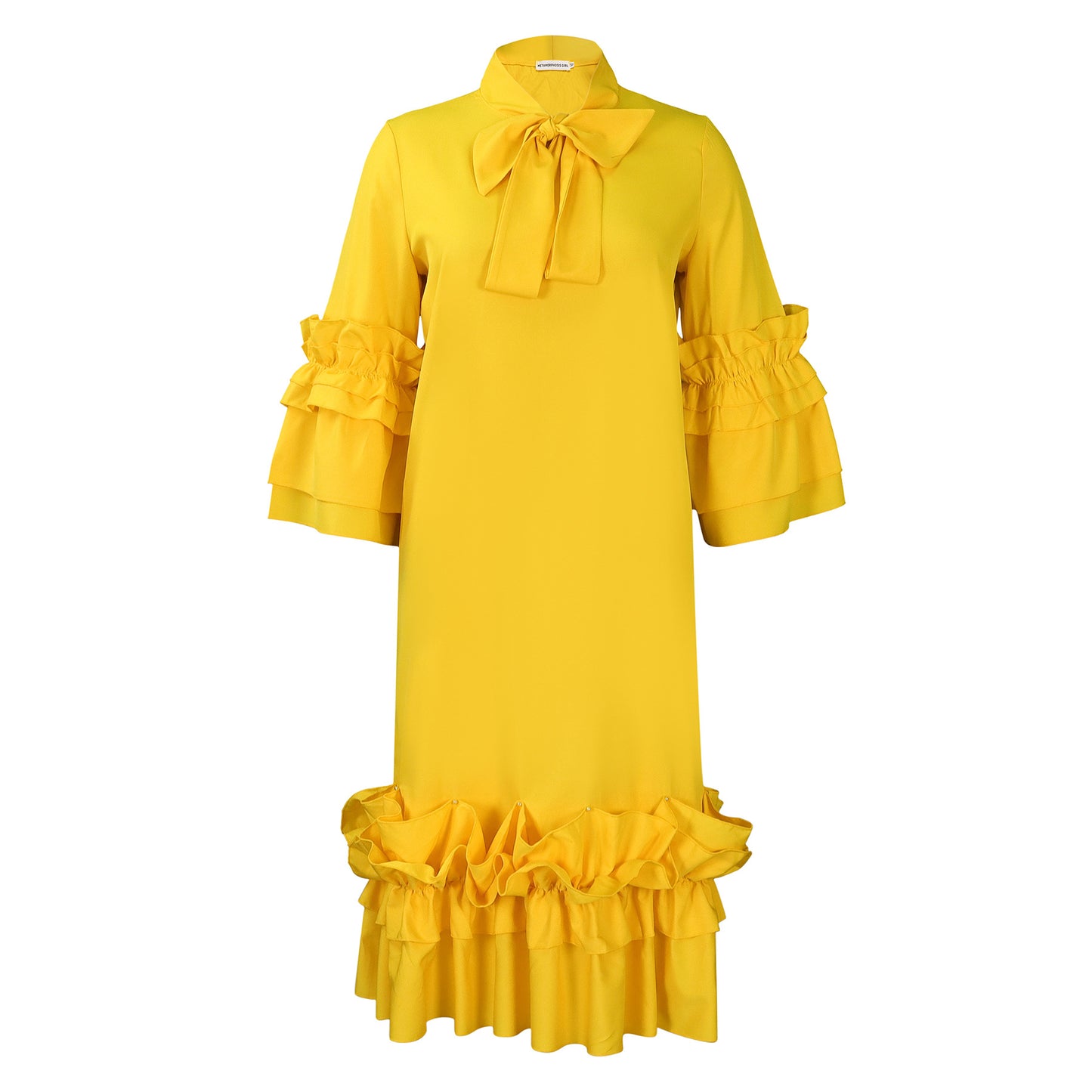 Fashion Casual Style Ruffled Flared Sleeve Plus Size