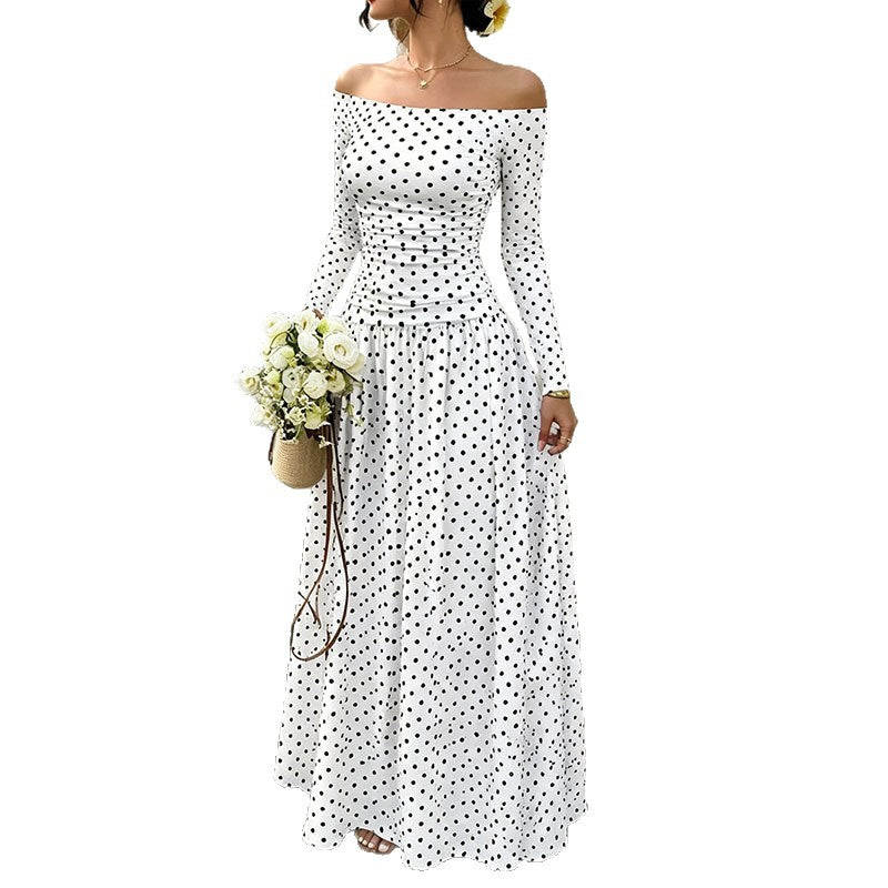 Women's Elegant Long-sleeved For Waist Fitted Figure Dress