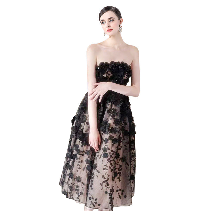 French Style Three-dimensional Flower Dress Princess Rose Dresses