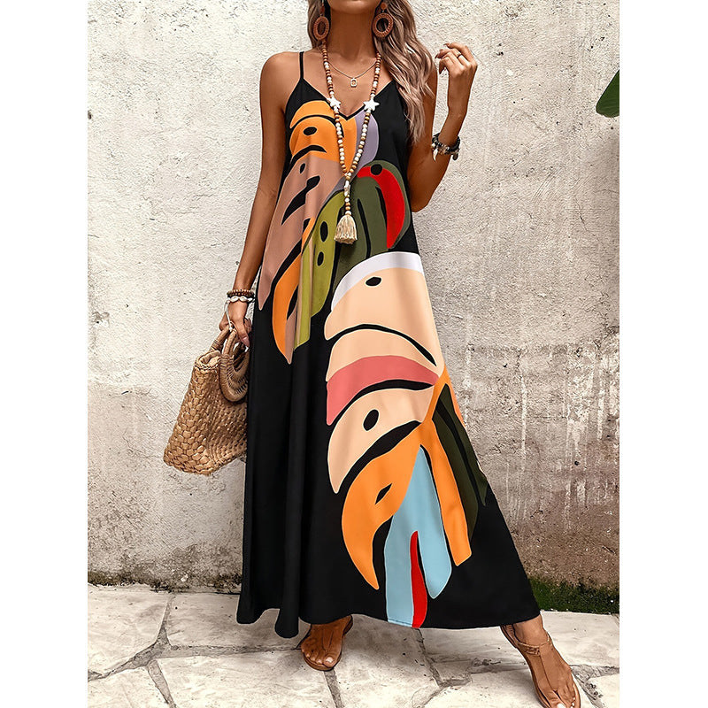 Summer Cool Strap Printed Elegant Street Dress