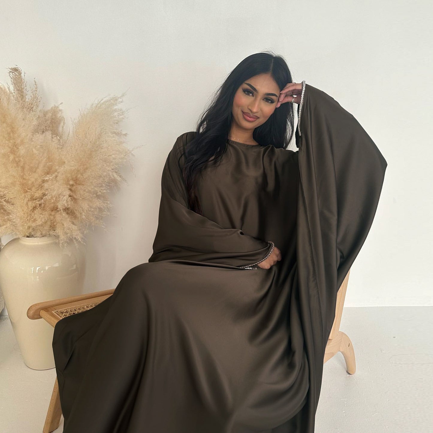 Party Beaded Matte Satin Dress Robe Dresses
