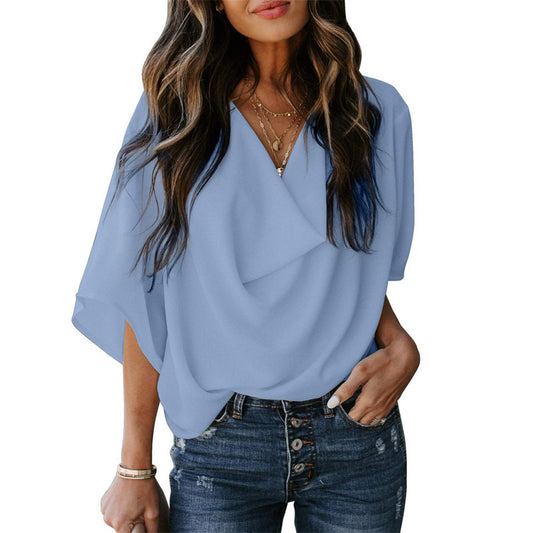 Women's Chiffon Shirt Loose Casual T-shirt Blouses
