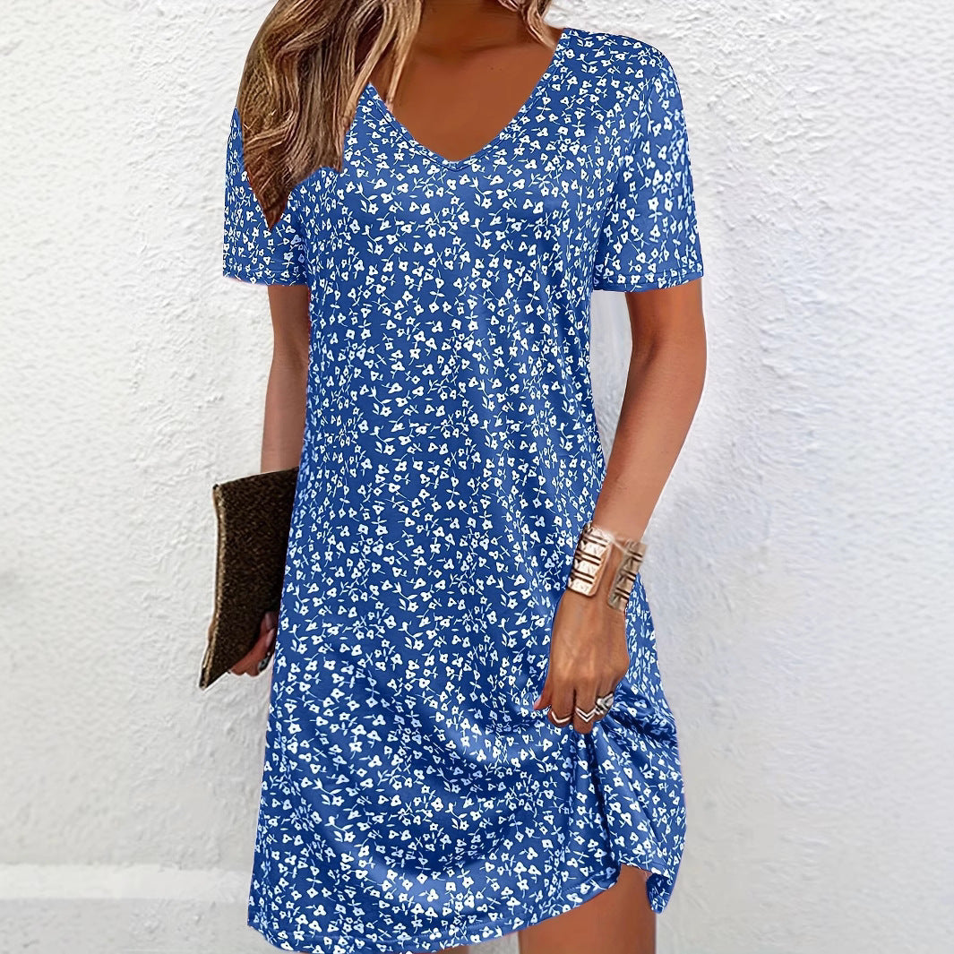Durable Women's Summer Floral Print Sleeve Dress