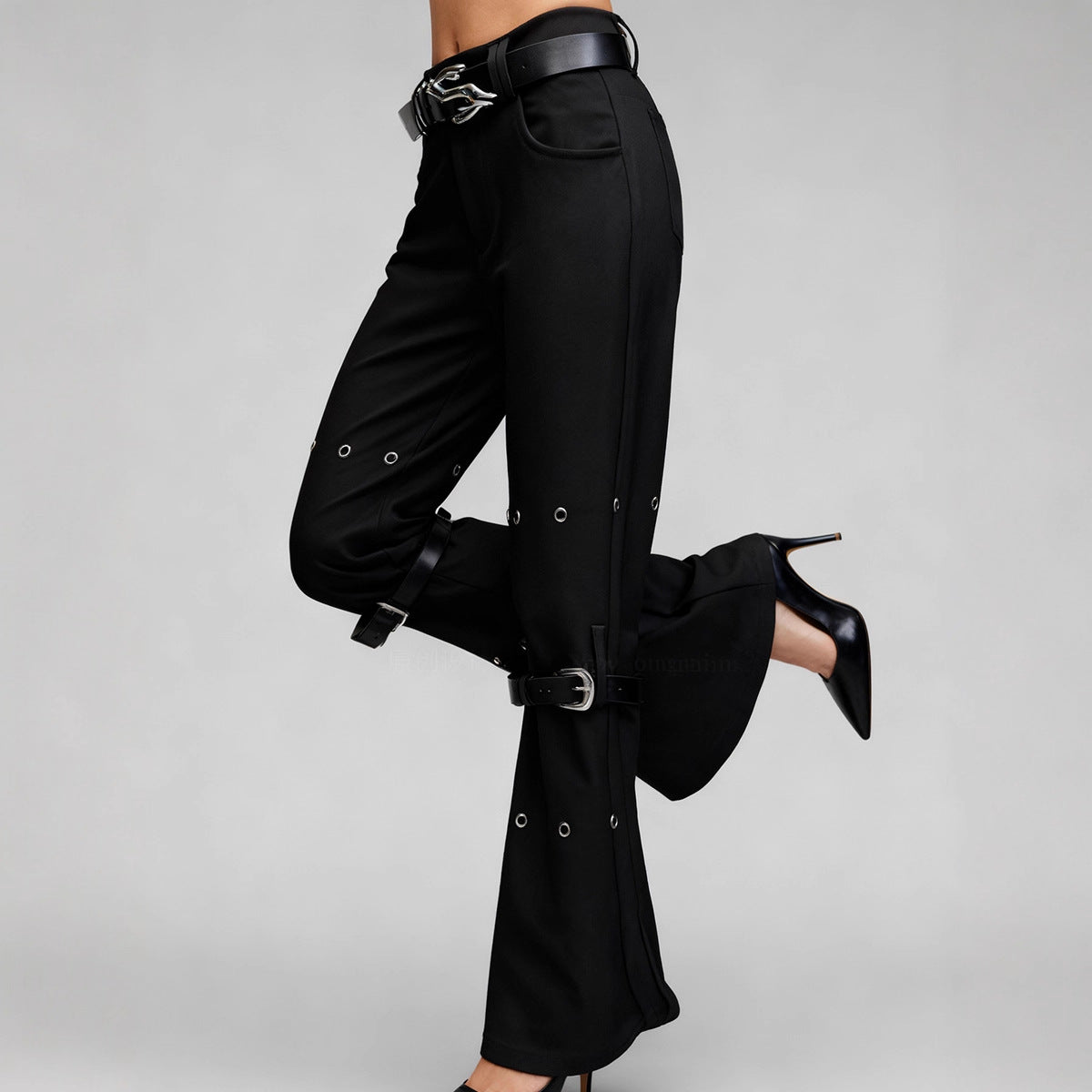 Women's Street Bootleg Autumn Fashion Metal Decoration Pants