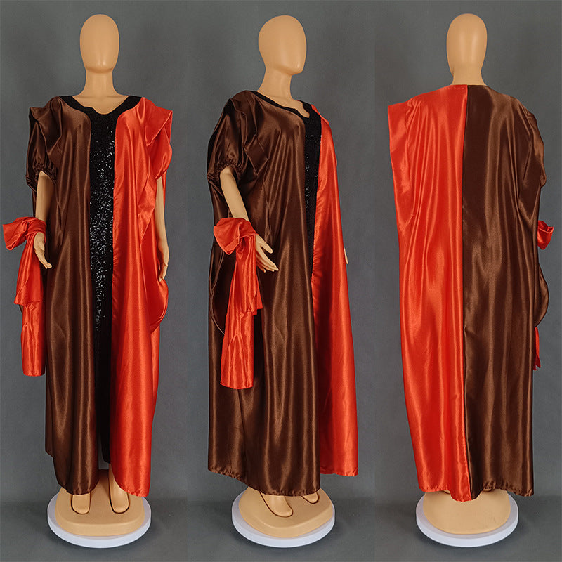 Women's Large African Satin Dress Ethnic Style Dresses