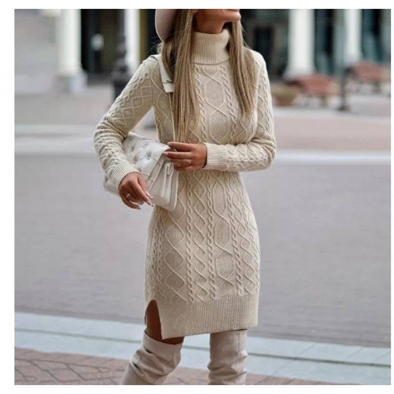 Women's Pullover Knitting Lapel Pure Color Split Sweaters