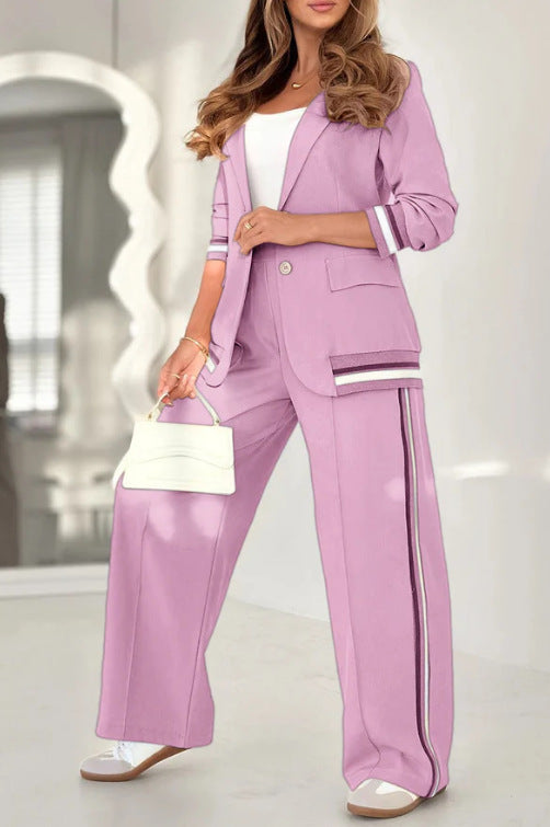 Fashion Solid Color Rib Temperament Commute Suits