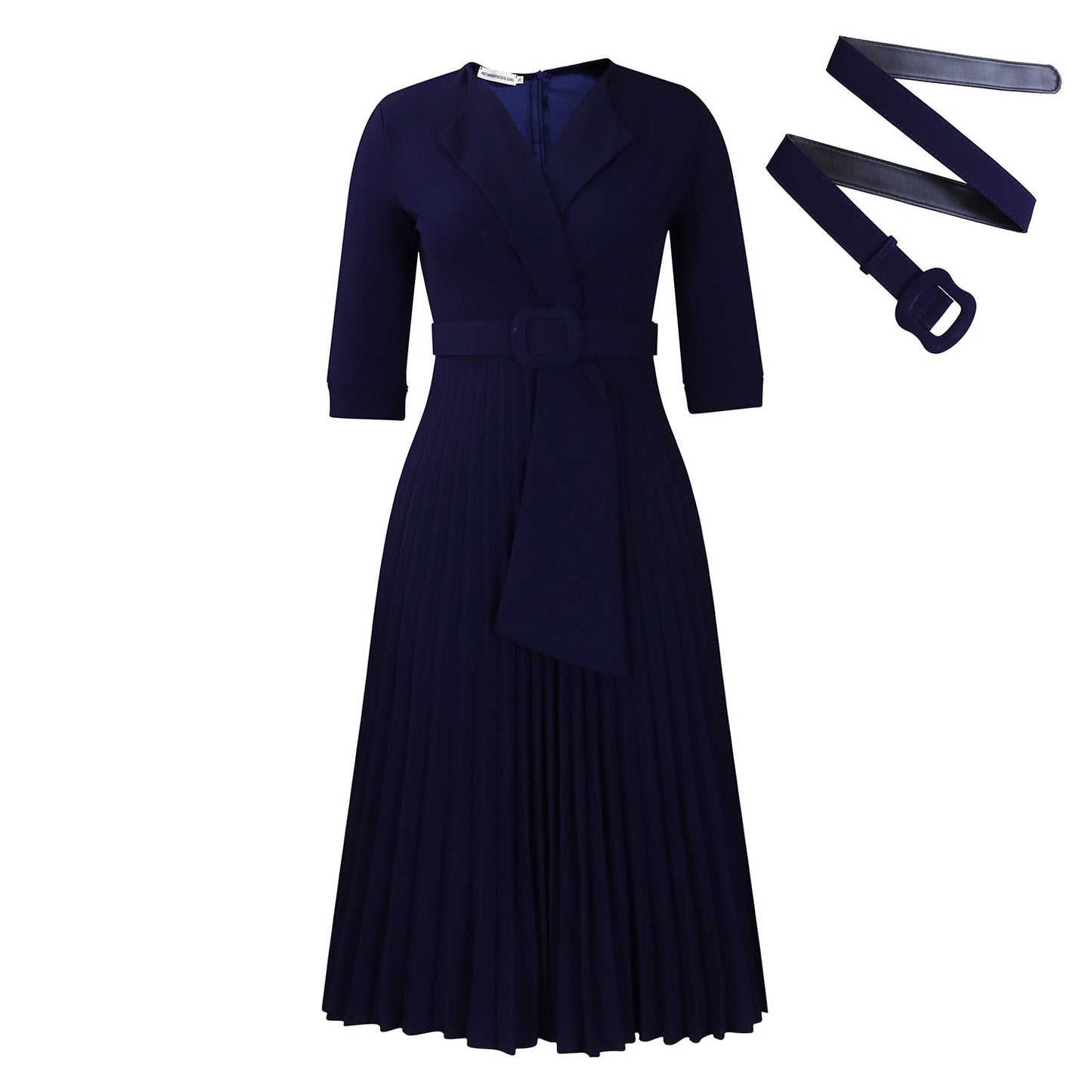 Women's Fashion Tailored Collar Tie Pleated African Dresses