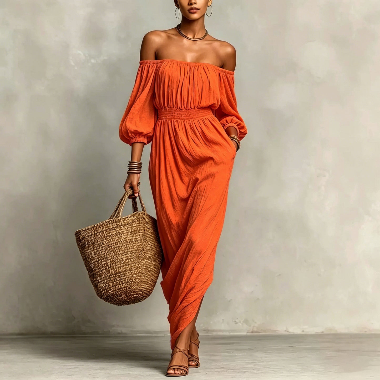 Women's Smocking Solid Color Holiday Casual For Dress