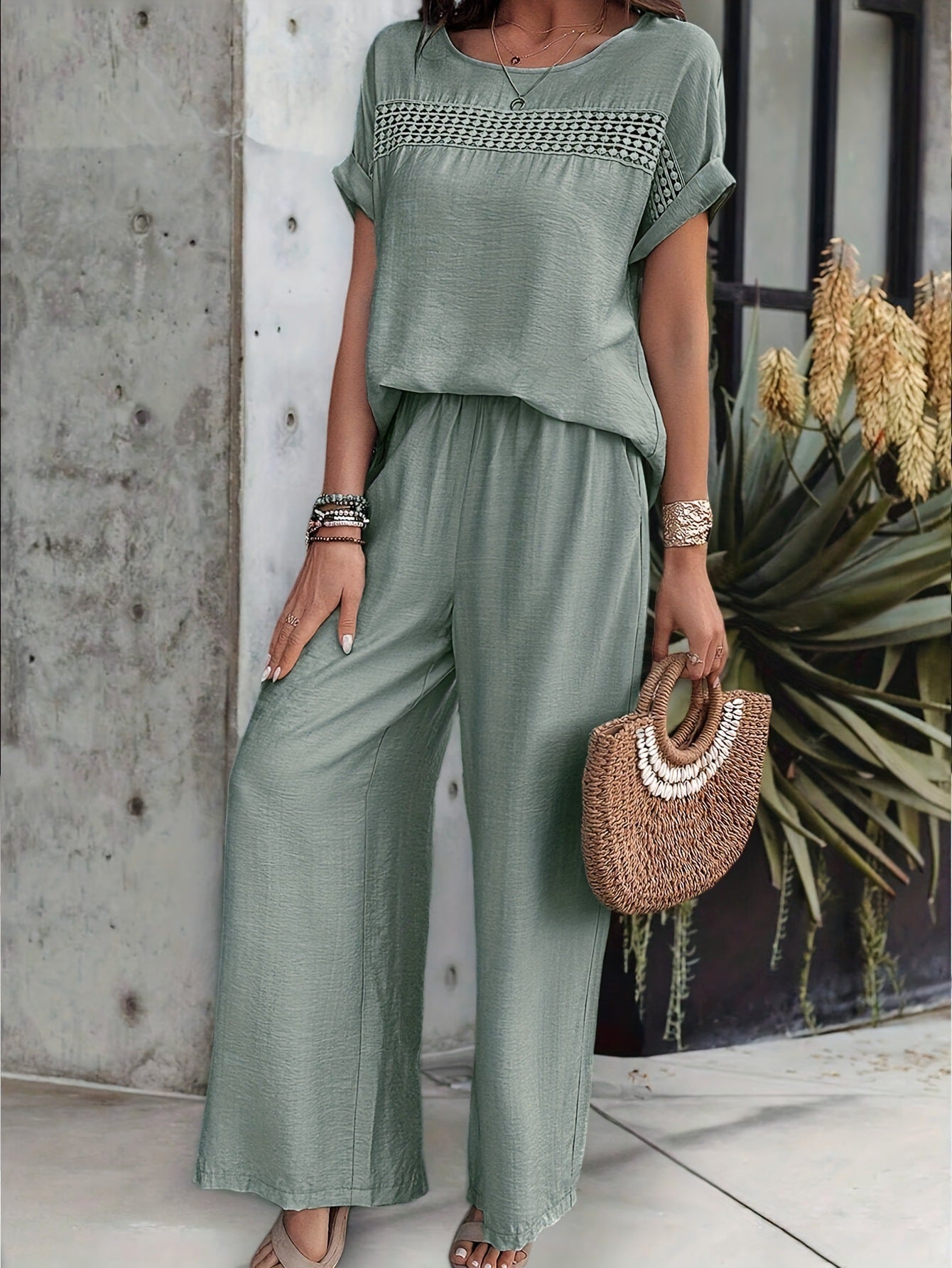 Round Neck Loose Casual Patchwork Chest Suits
