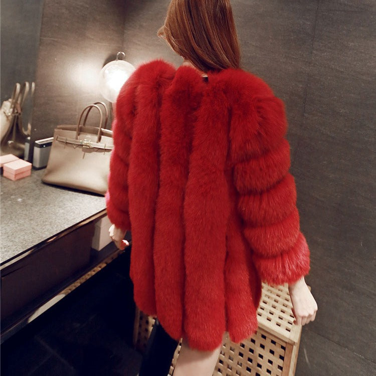 Women's Classic Faux Fox Fur Mid-length Coats