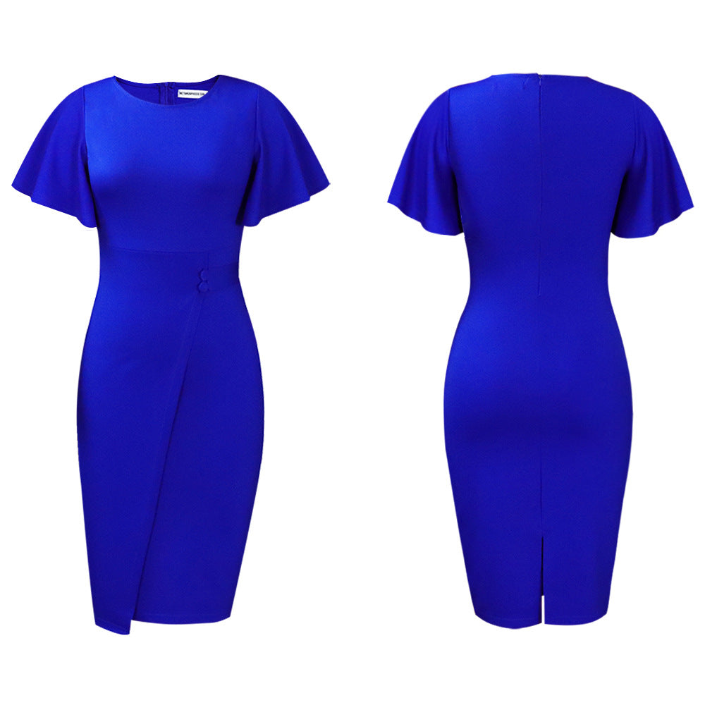 Women's Summer Ruffle Sleeve Fashionable With Sheath Dress