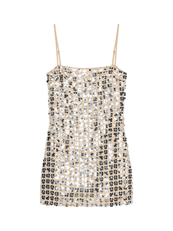 Style Sexy Mirror Flash Suspender Sequined Dresses