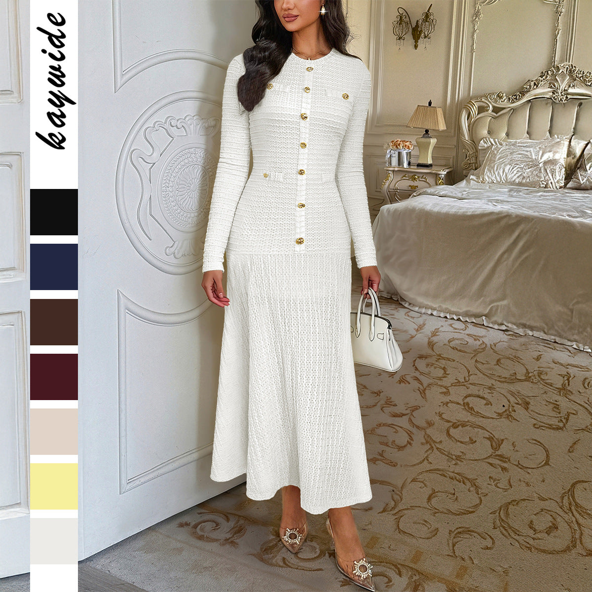 Women's Elegant Style Sleeve Solid Color Maxi Clothing